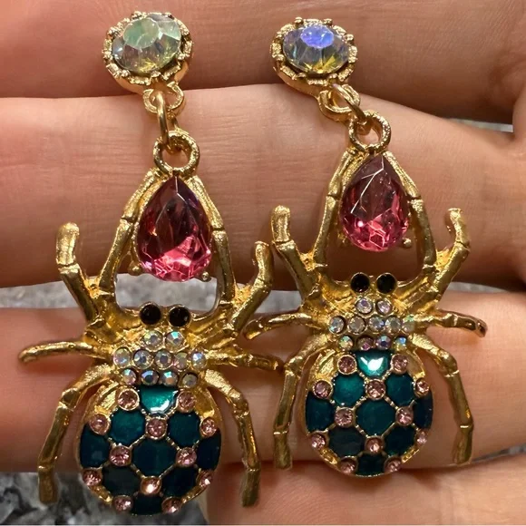 2/$29 or 3/$39 NWOT Gold Jeweled Spider Earrings - Picture 6 of 8